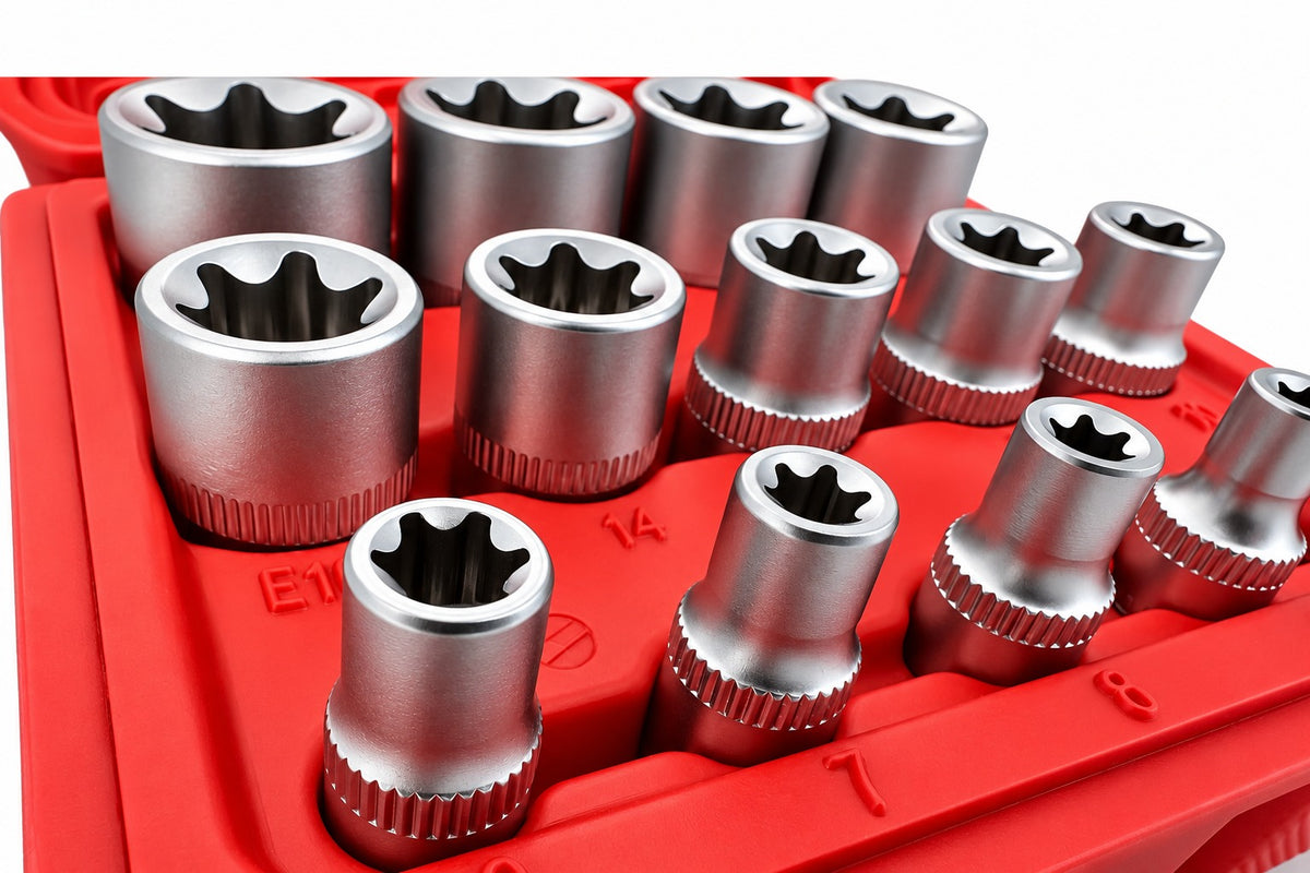 Set tubulare profil e e4-e24 1/4 3/8 1/2 14 piese GEBO TOOLS