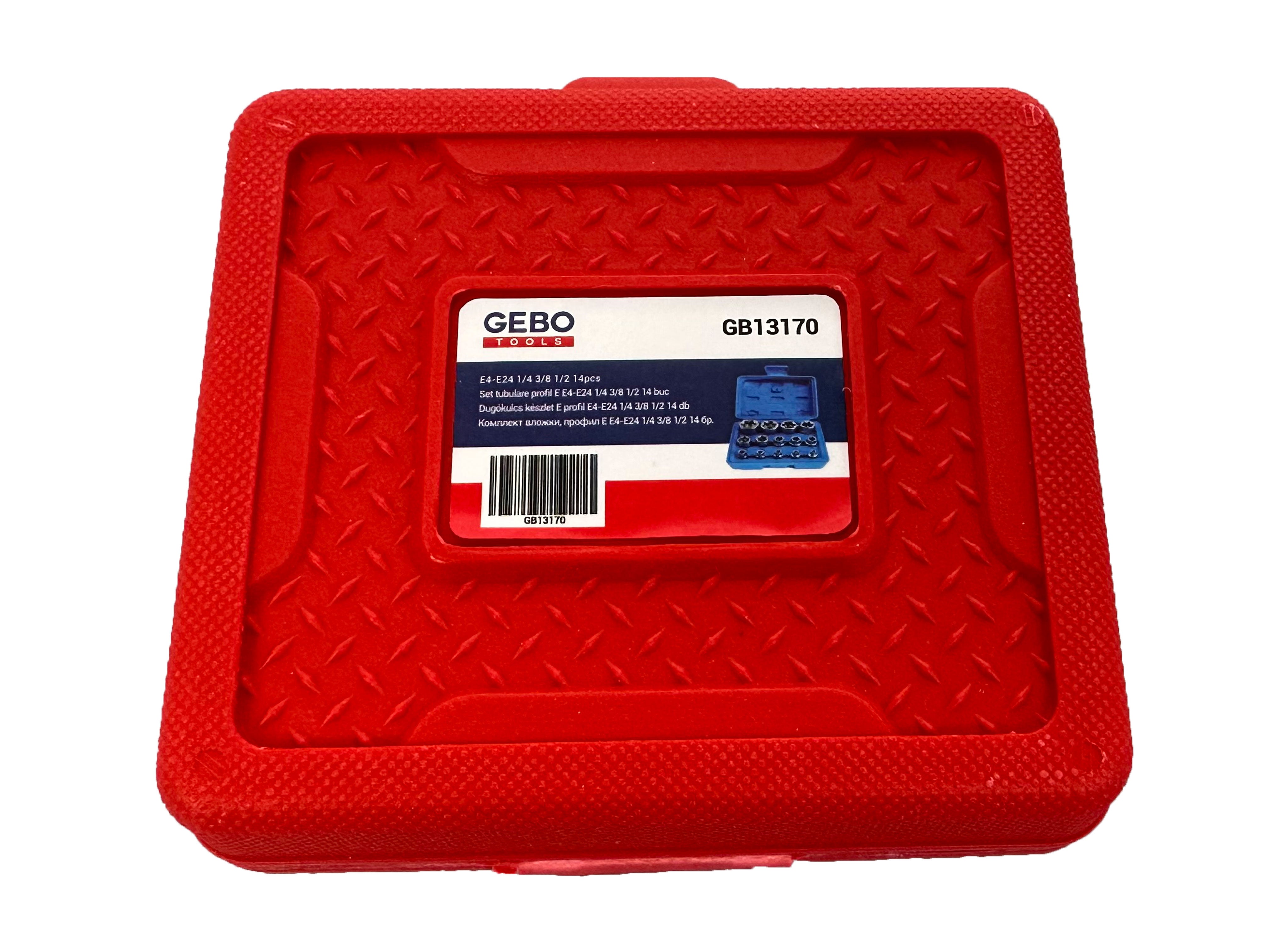 Set tubulare profil e e4-e24 1/4 3/8 1/2 14 piese GEBO TOOLS