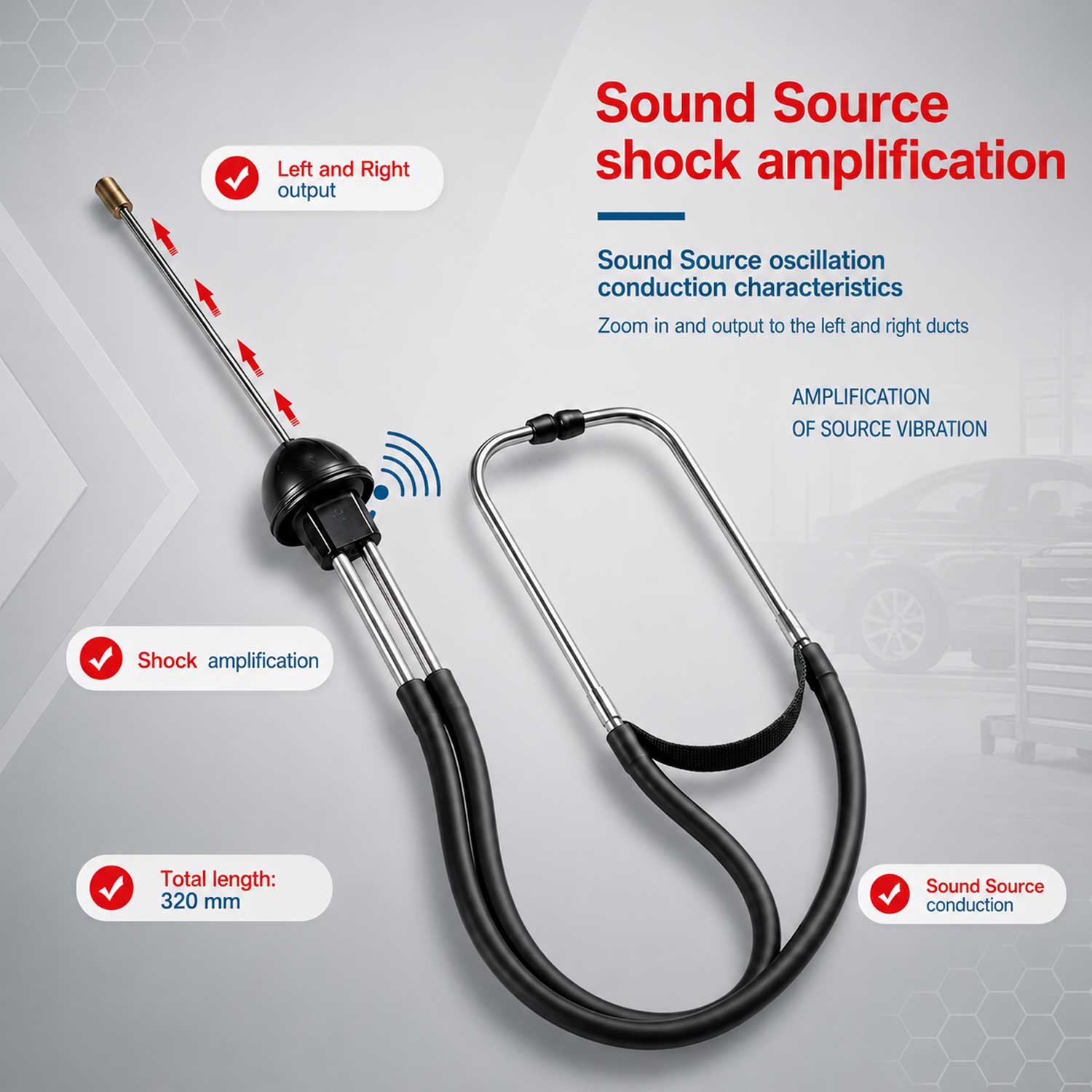 Stetoscop mecanic auto pentru diagnoza sunete motor GEBO TOOLS