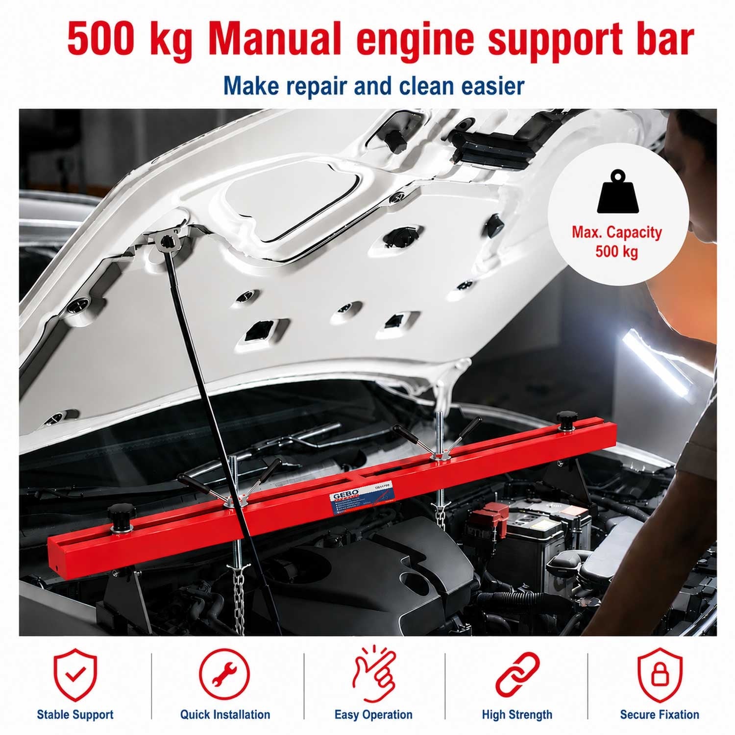 Traversa suport manual pentru sustinere motor, 500 kg GEBO TOOLS