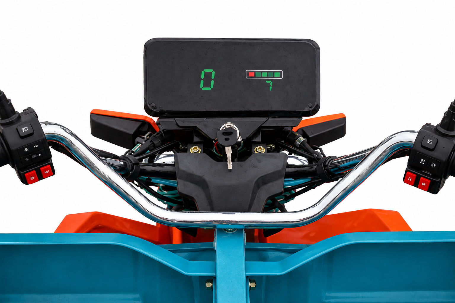 Triciclu electric cargo fara permis E-TUK, remorca cu bena basculanta hidraulica, motor 1500w, viteza maxima 35 km/h, autonomie 60 km