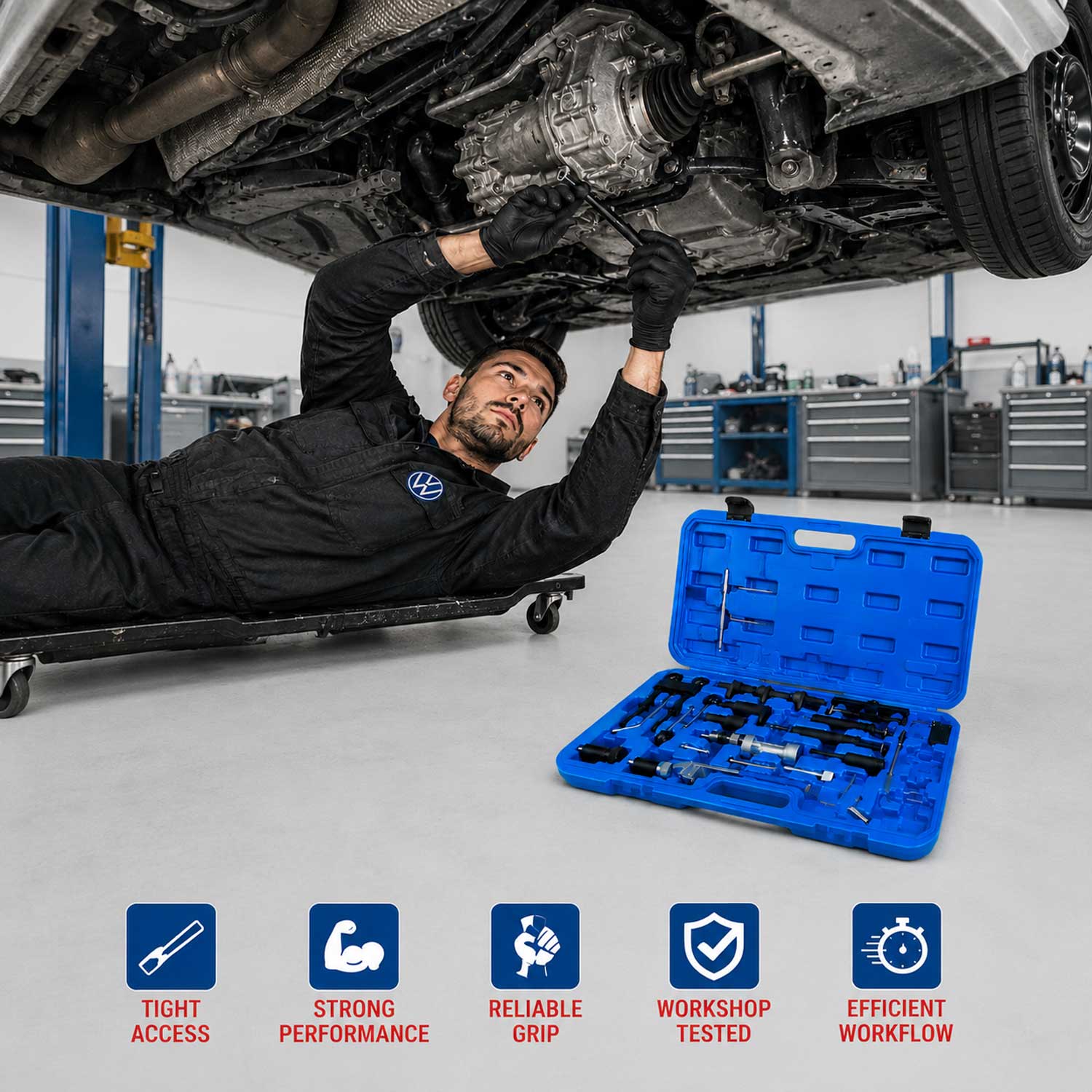 Trusa cale blocare fixare distributie diesel benzina VW AUDI SEAT SKODA 1.2 1.4 1.6 1.9 2.0 2.5 3.3 diesel si benzina GEBO TOOLS