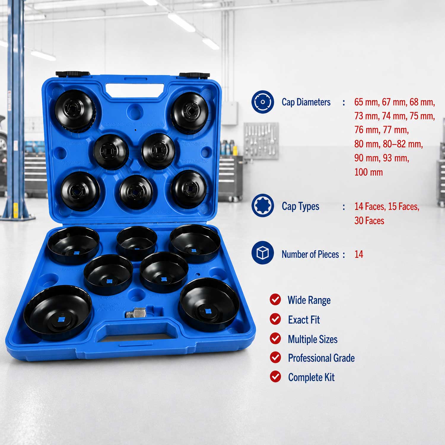 Trusa chei filtru ulei 14 piese GEBO TOOLS