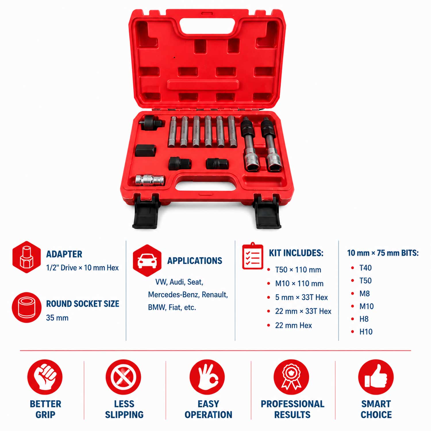 Trusa chei montare demontare fulii alternator auto, universala, 13 piese GEBO TOOLS