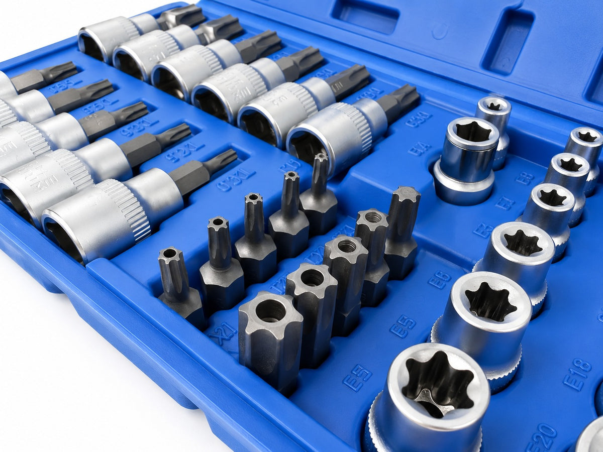 Trusa chei tubulare profil e biti TORX 3/8 34 piese t10-t60 e4-e20 GEBO TOOLS