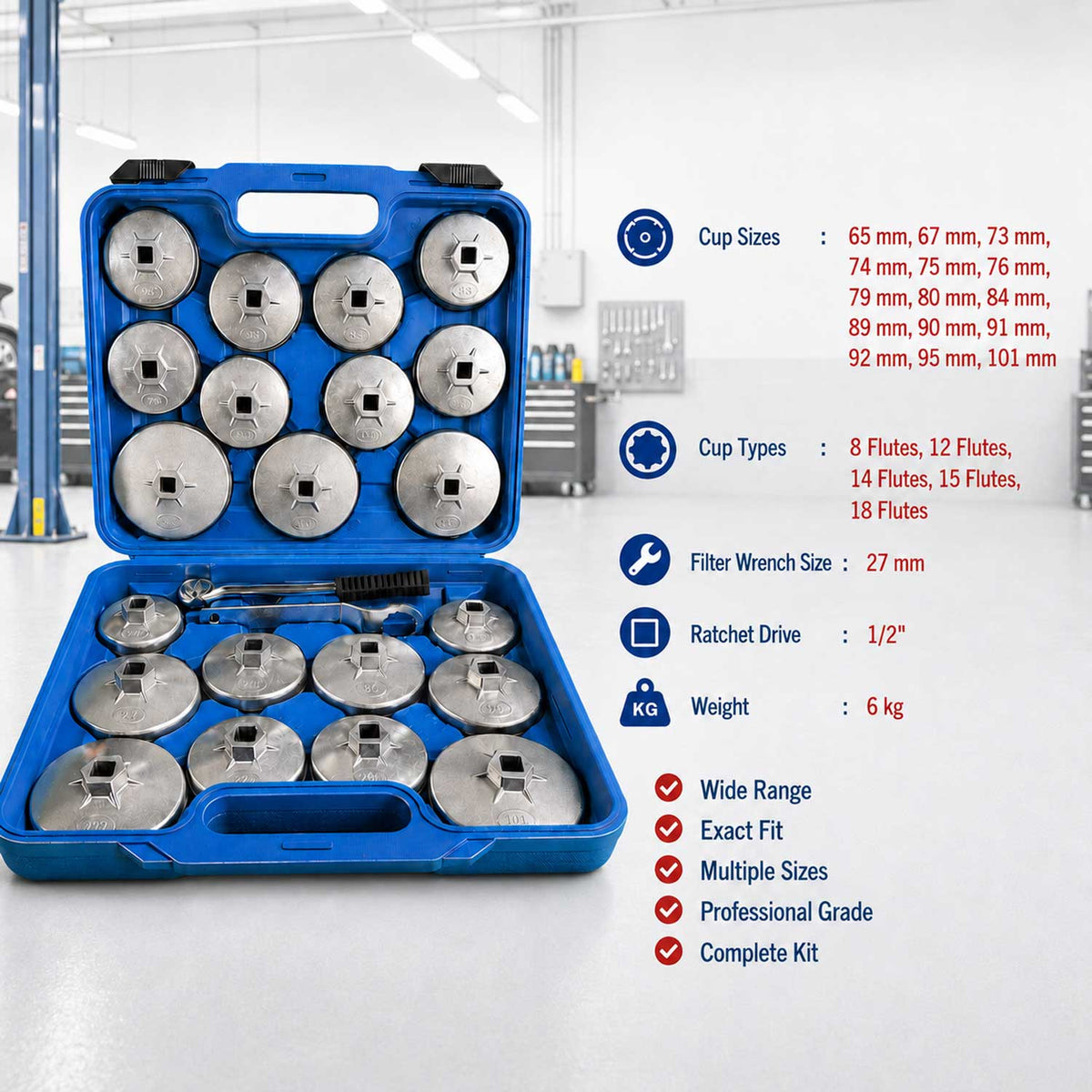 Trusa cu chei capace din aluminiu pentru filtre de ulei 23 piese GEBO TOOLS