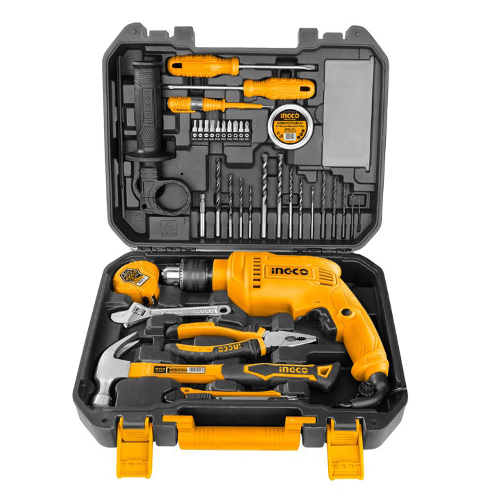 Trusa de scule 115 piese cu masina de gaurit 680W INGCO