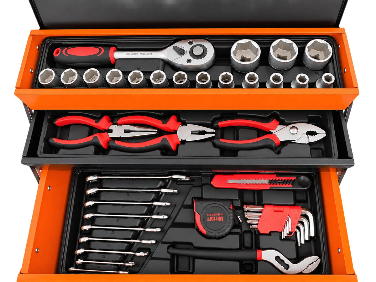 Trusa de scule metalica echipata cu 85 piese GEBO TOOLS