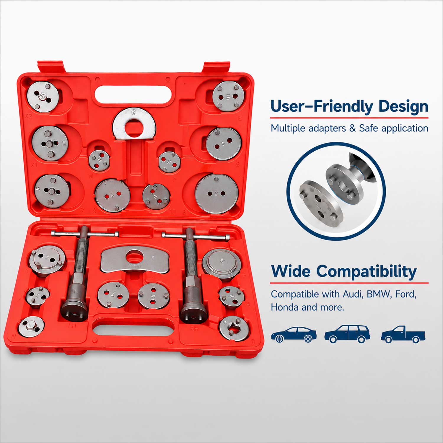 Trusa pentru etriere pistoane frana auto universala 22 piese GEBO TOOLS