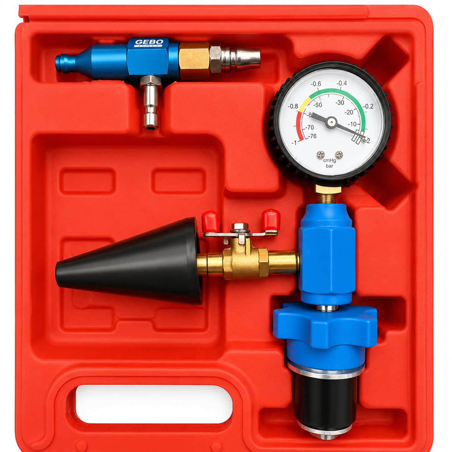 Trusa pentru umplerea si testarea pierderilor sistemului de racire auto GEBO TOOLS