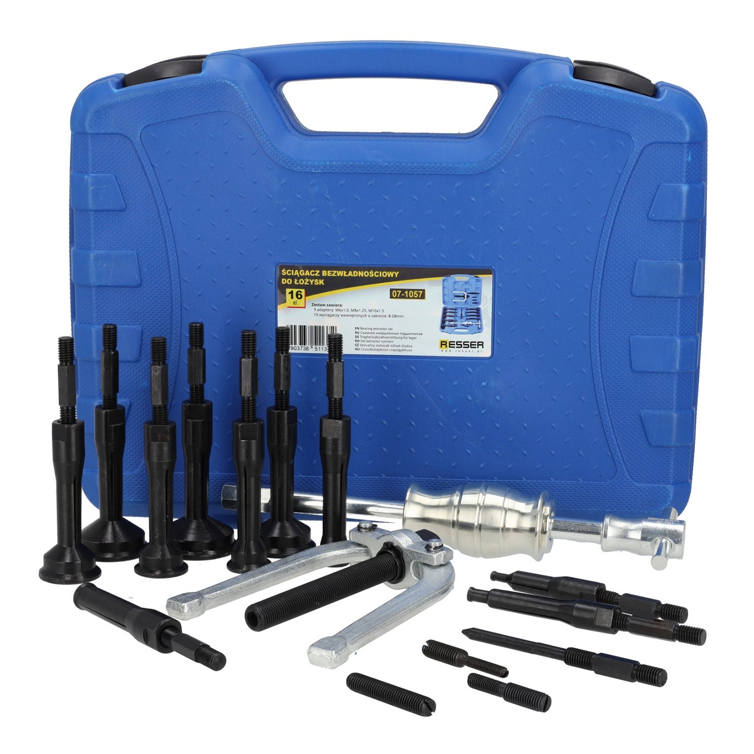 Trusa presa extractor bucse si rulmenti interior cu ciocan culisant 8 - 58mm 16 piese RESSER