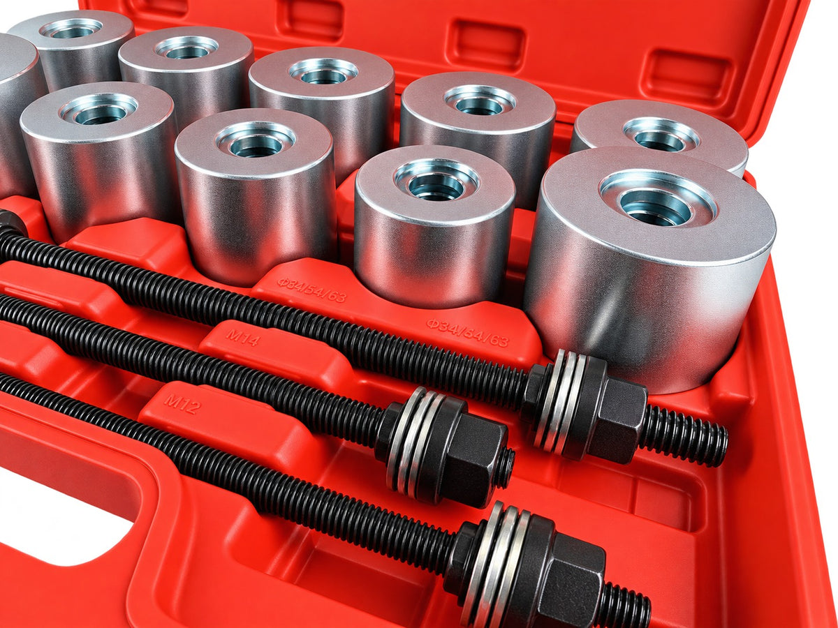 Trusa prese extras si montat bucsi si rulmenti suspensie, SILENT BLOCK 34-90mm 27 piese GEBO TOOLS
