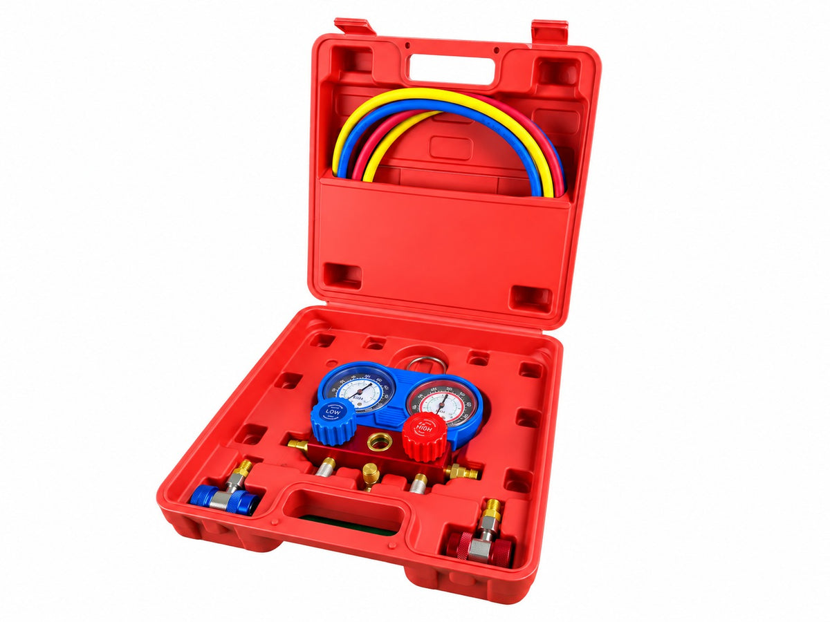 Trusa verificare presiune aer conditionat si incarcare umplere diagnosticare instalatii aer conditionat GEBO TOOLS