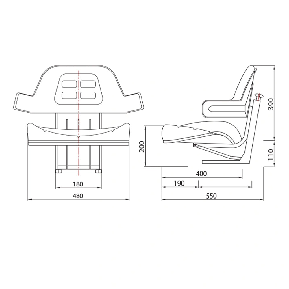 SCAUN CU REGLAJ TRIPLU SI AMORTIZOR PENTRU STIVUITOARE SI TRACTOARE