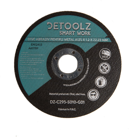 SET 10 BUCATI DISC ABRAZIV PENTRU METAL DIAMETRU 125 MM DETOOLZ