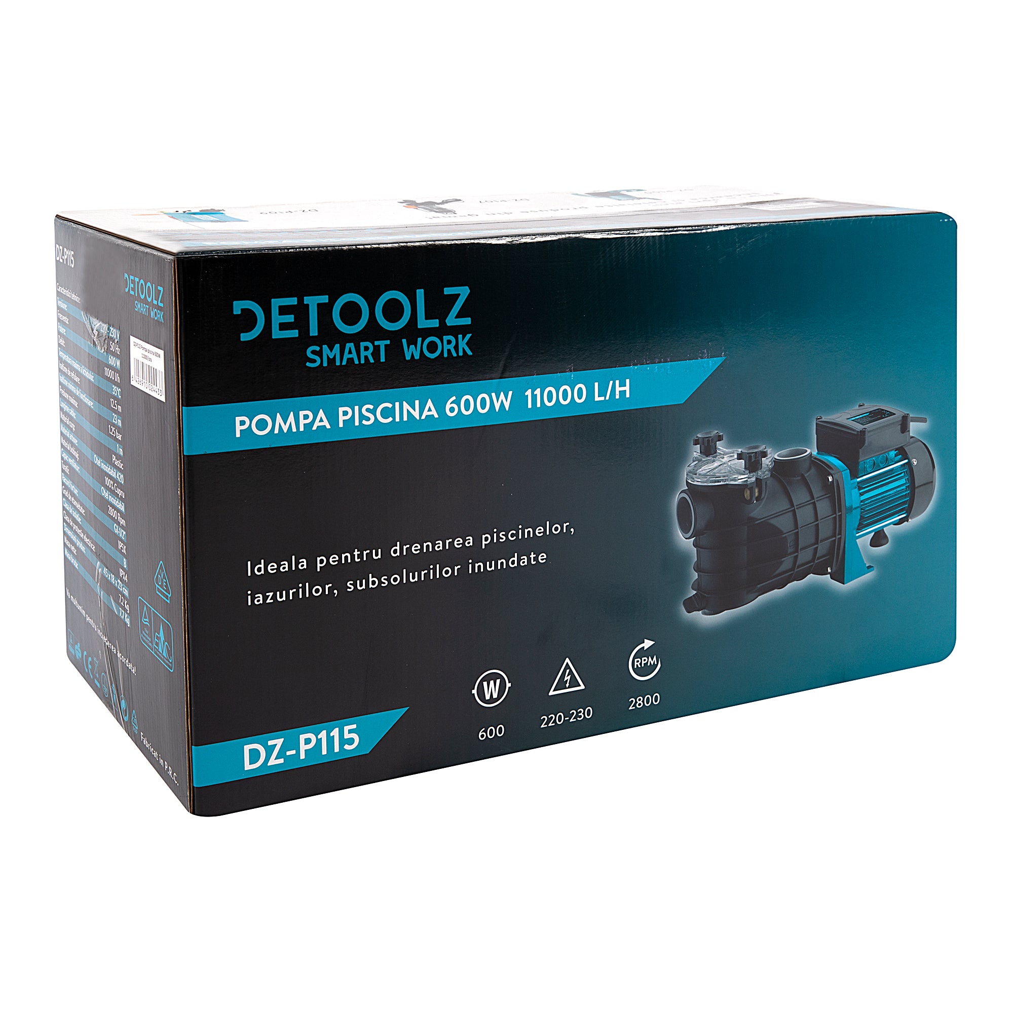 POMPA PISCINA 600W DEBIT 11000L/ORA DETOOLZ