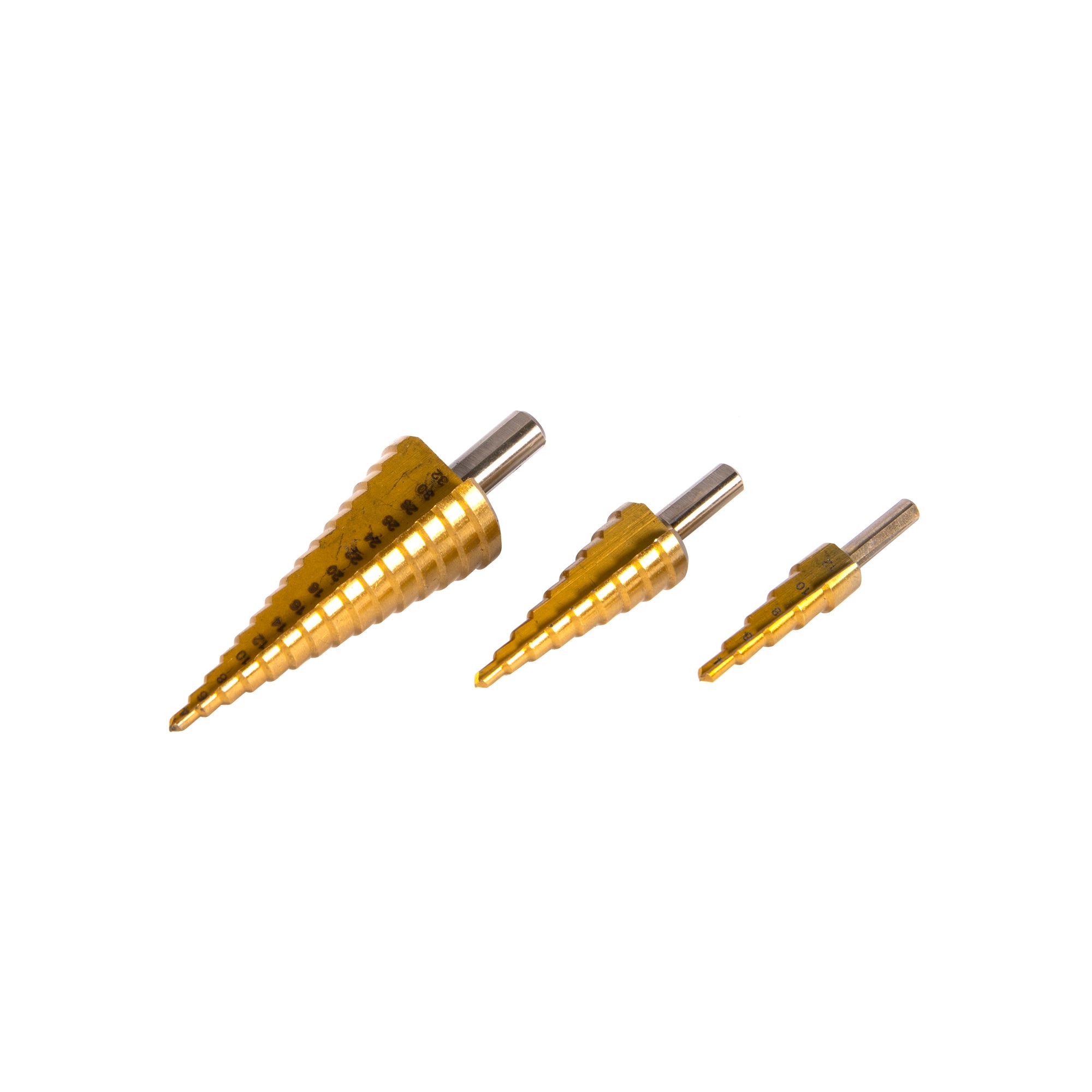SET 3 FREZE IN TREPTE HSS+TI DIAMETRU 4-12, 4-20, 4-32MM DETOOLZ