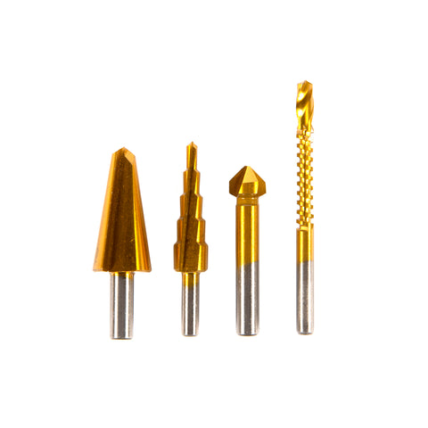 SET 4 FREZE MULTIFUNCTIONALE HSS+TI DIAMETRU 8-20, 4-12, 12.4, 6MM DETOOLZ