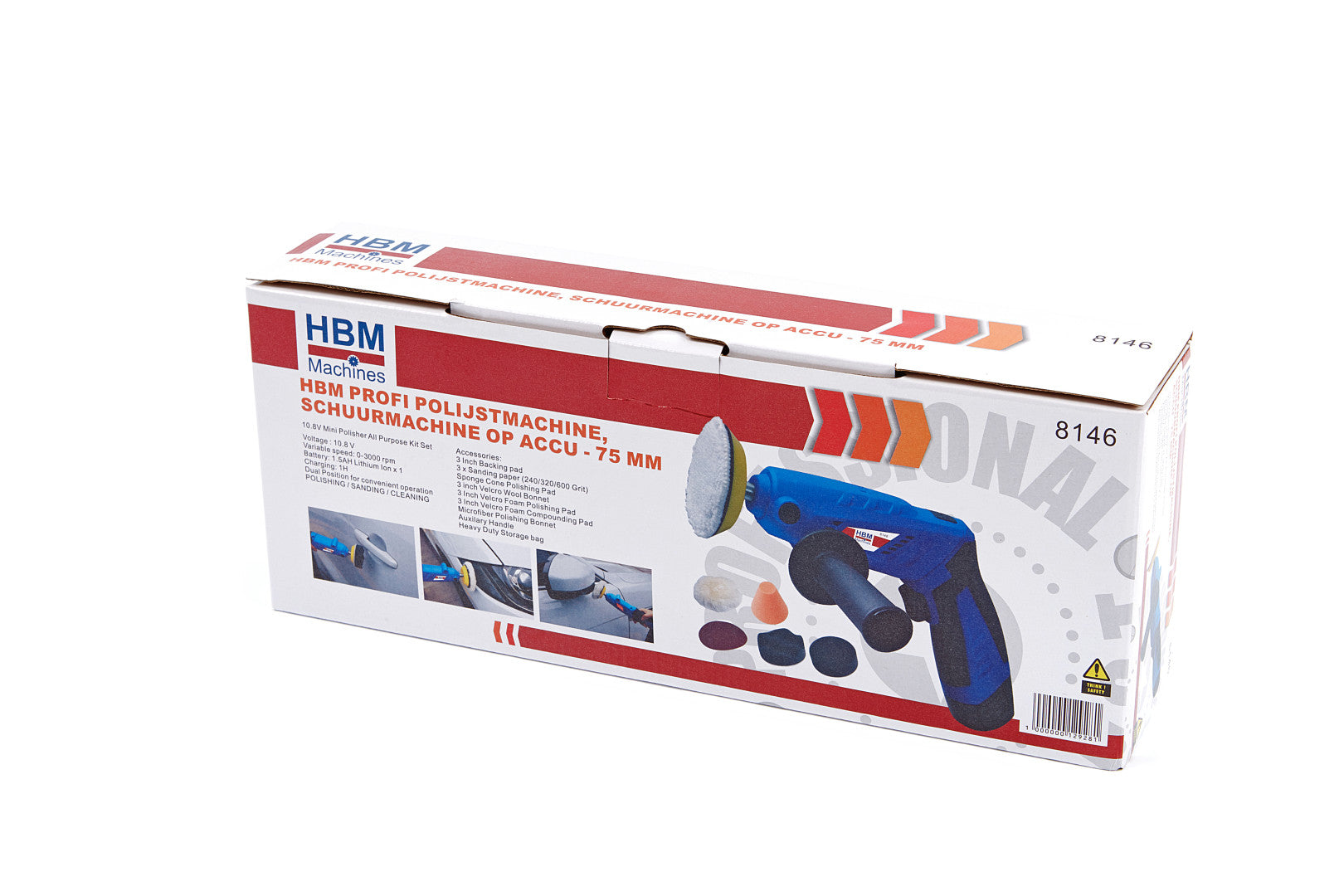 MASINA DE POLISAT CU ACUMULATOR 75 MM 10.8 W 1.5 Ah CU ACCESORII HBM MACHINES OLANDA