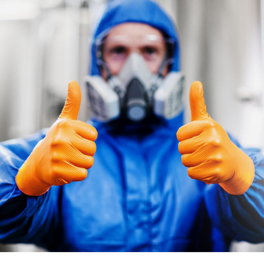 MANUSI NITRIL PREMIUM MERCATOR GOGRIP PORTOCALIU PENTRU MECANICI, MARIMEA L 50BUC