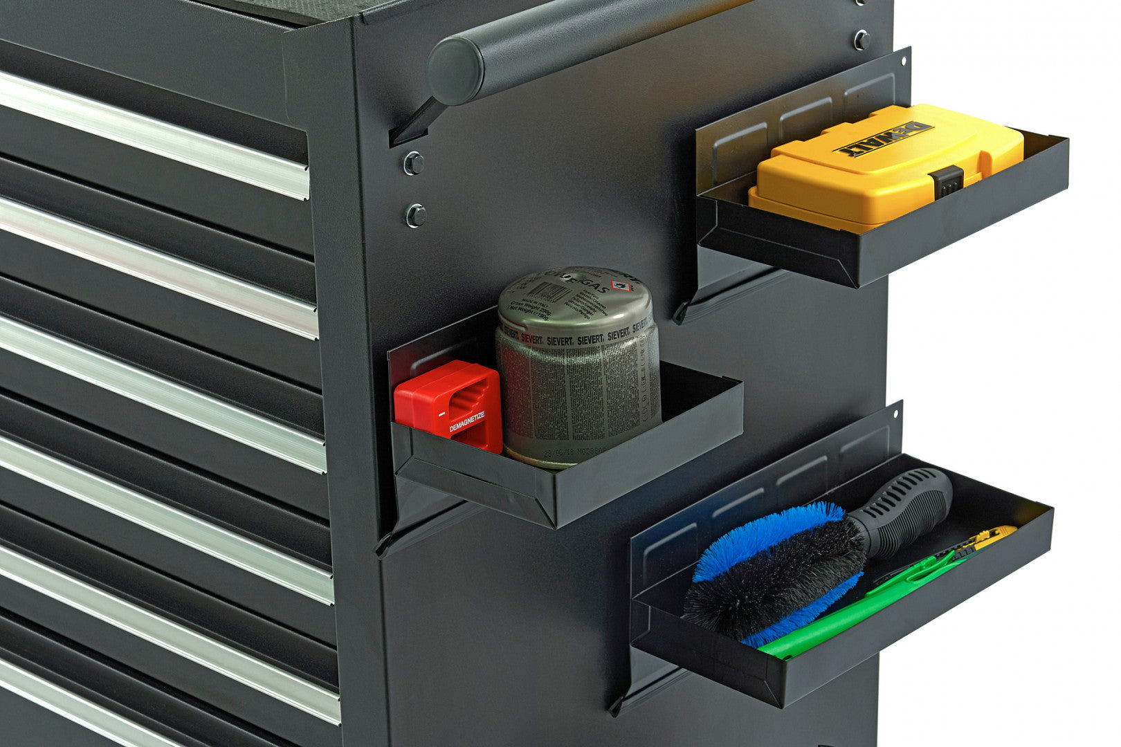 SET 4 POLIȚE MAGNETICE PENTRU DULAP SCULE – NEGRU, ORGANIZARE LATERALĂ, UNIVERSAL, HBM OLANDA