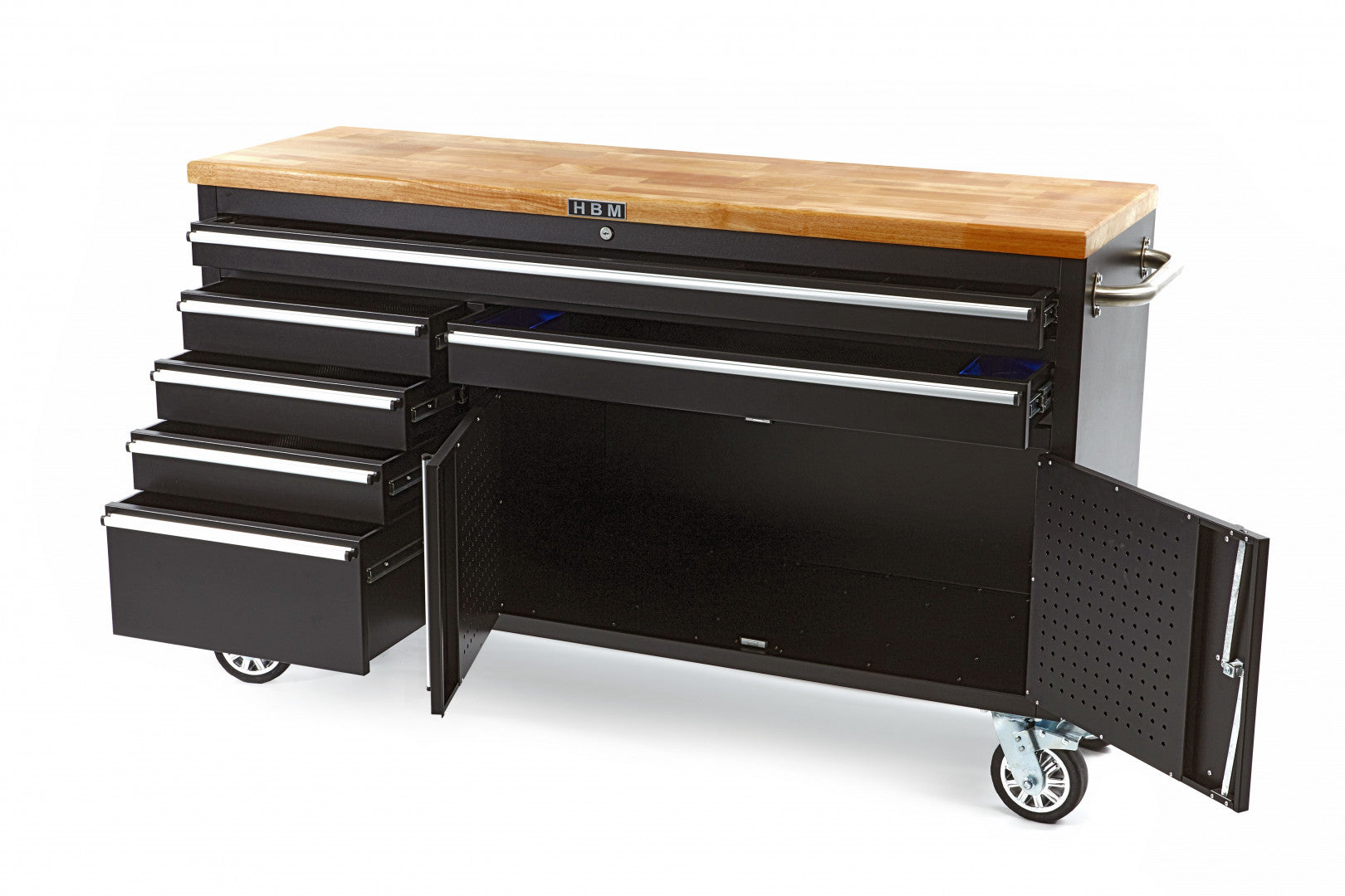DULAP METALIC PROFESIONAL CARUCIOR MOBIL BANC DE LUCRU 152CM, BLAT LEMN MASIV HBM