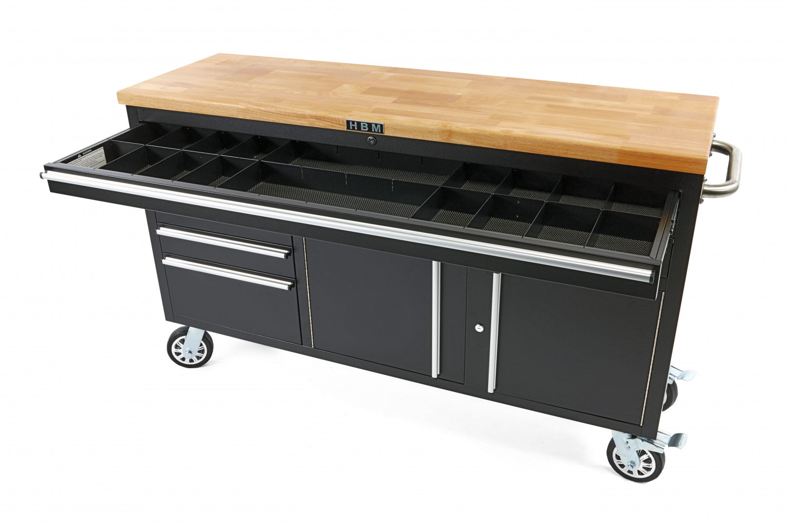 DULAP METALIC PROFESIONAL CARUCIOR MOBIL BANC DE LUCRU 152CM, BLAT LEMN MASIV HBM