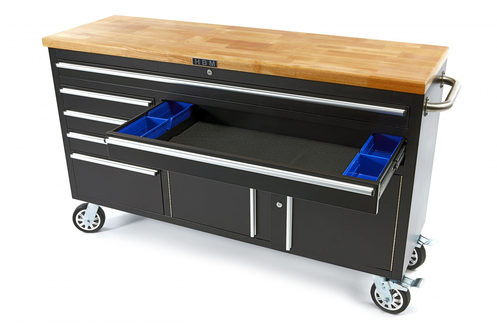 DULAP METALIC PROFESIONAL CARUCIOR MOBIL BANC DE LUCRU 152CM, BLAT LEMN MASIV HBM