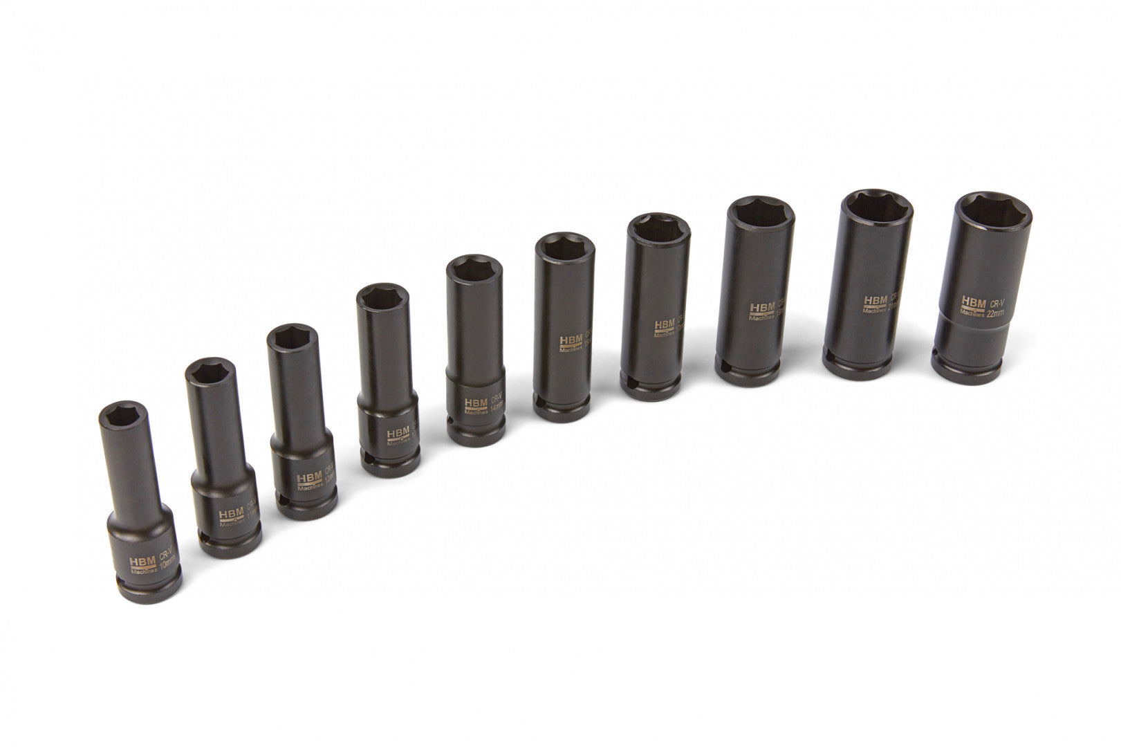 SET TUBULARE 1/2 LUNGI DE IMPACT 10-22MM 10 PIESE HBM MACHINES OLANDA