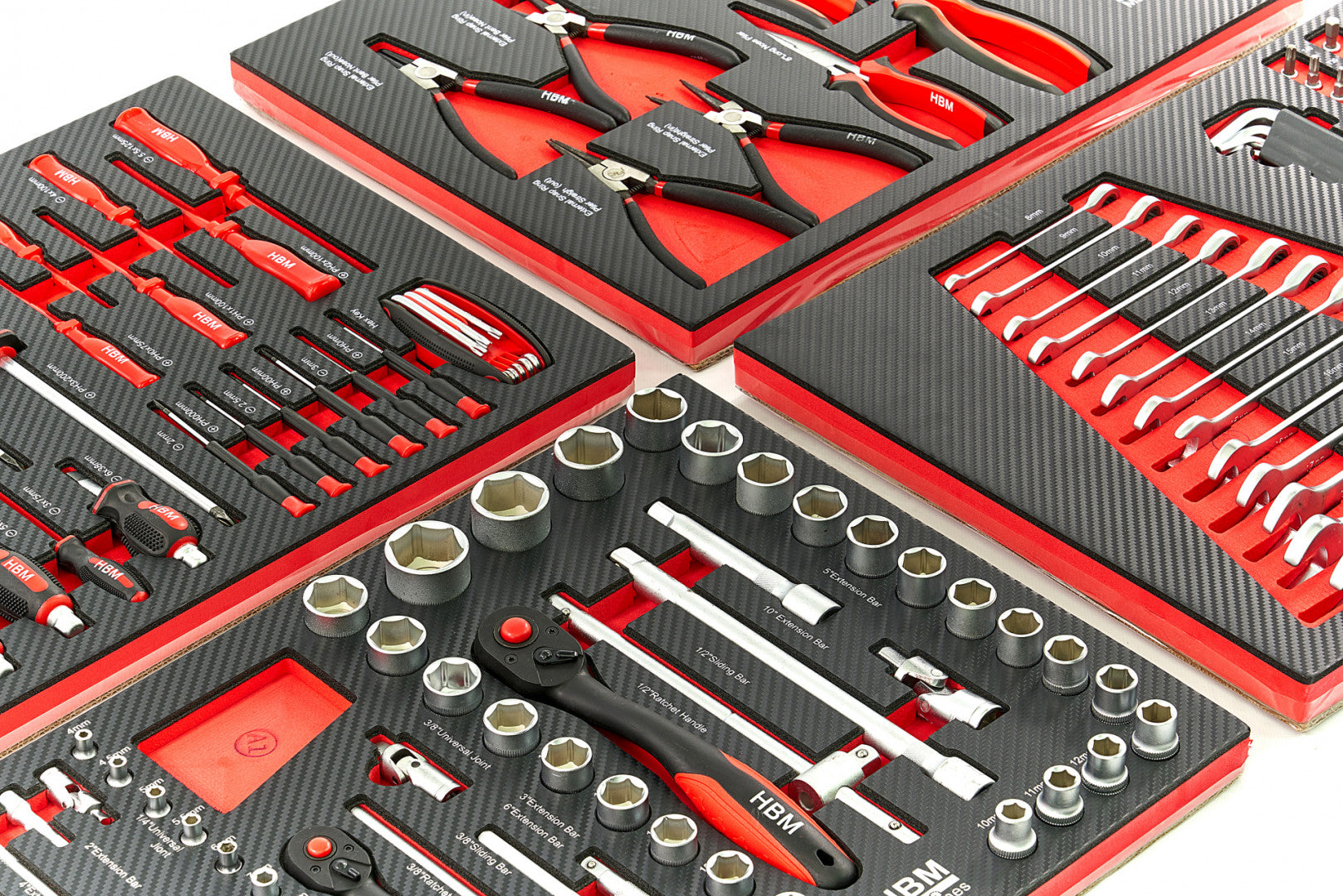 DULAP SCULE PROFESIONAL HBM CU 7 SERTARE, 154 PIESE, 4 MODULE CARBON – PREMIUM, OLANDA