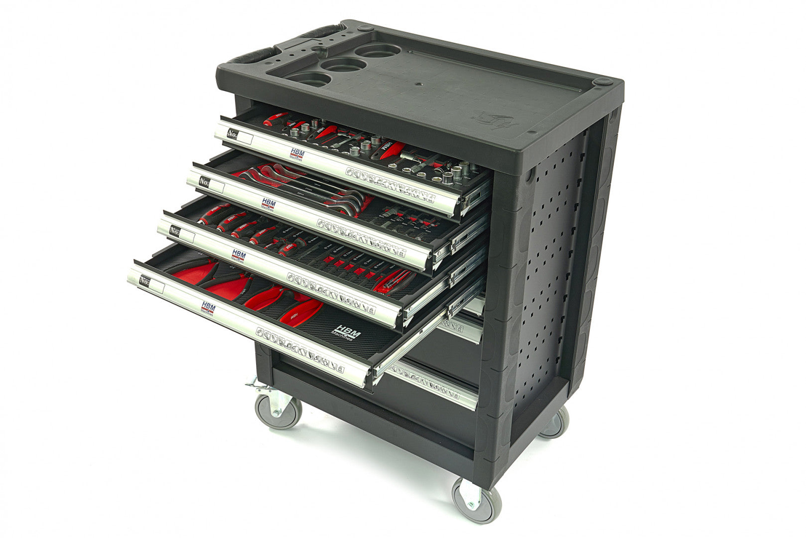 DULAP SCULE PROFESIONAL HBM CU 7 SERTARE, 154 PIESE, 4 MODULE CARBON – PREMIUM, OLANDA