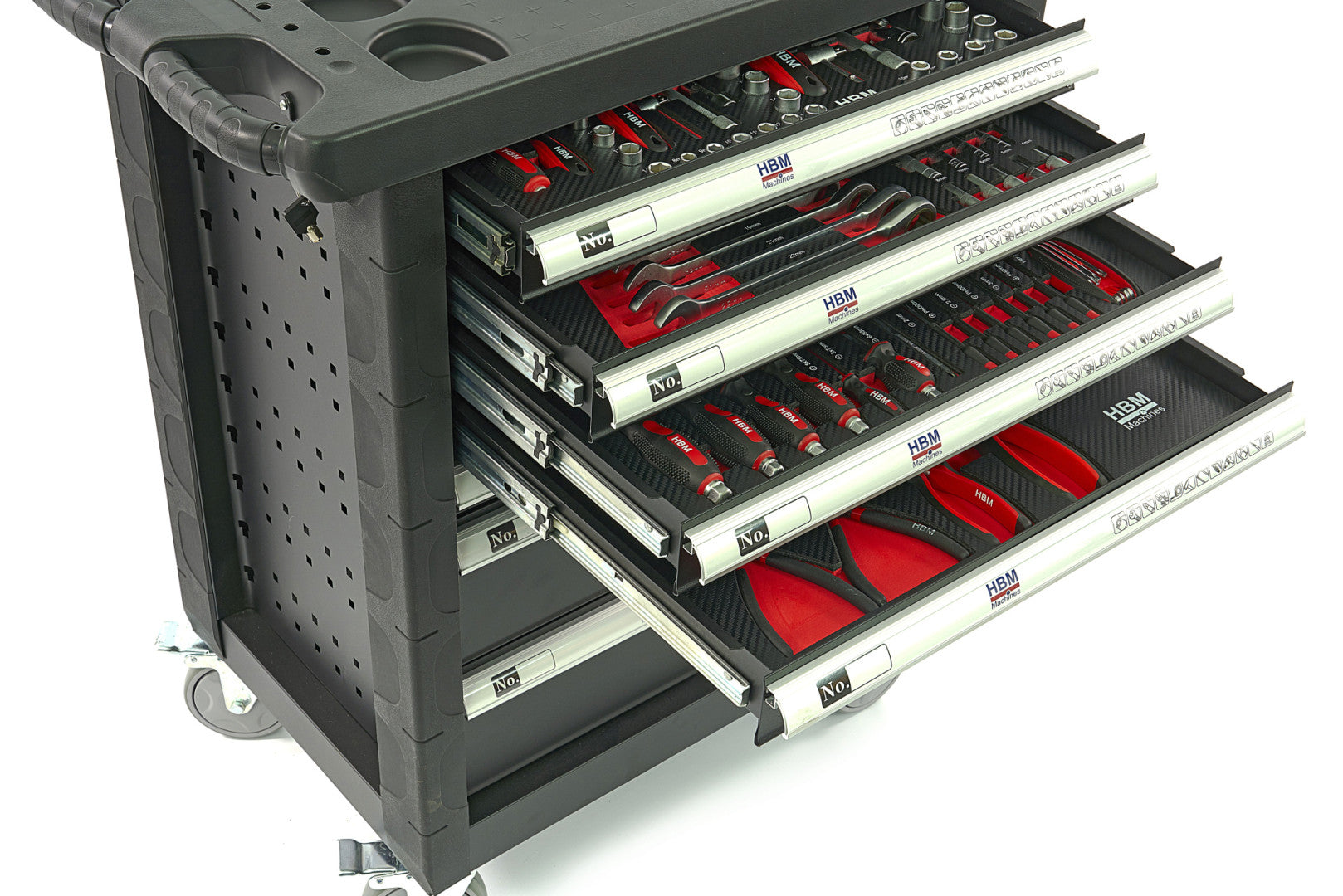 DULAP SCULE PROFESIONAL HBM CU 7 SERTARE, 154 PIESE, 4 MODULE CARBON – PREMIUM, OLANDA