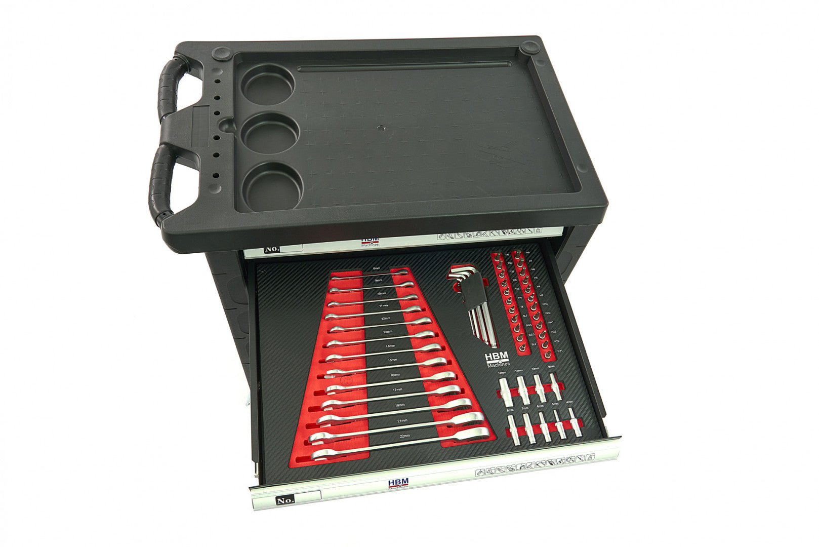 DULAP SCULE PROFESIONAL HBM CU 7 SERTARE, 154 PIESE, 4 MODULE CARBON – PREMIUM, OLANDA