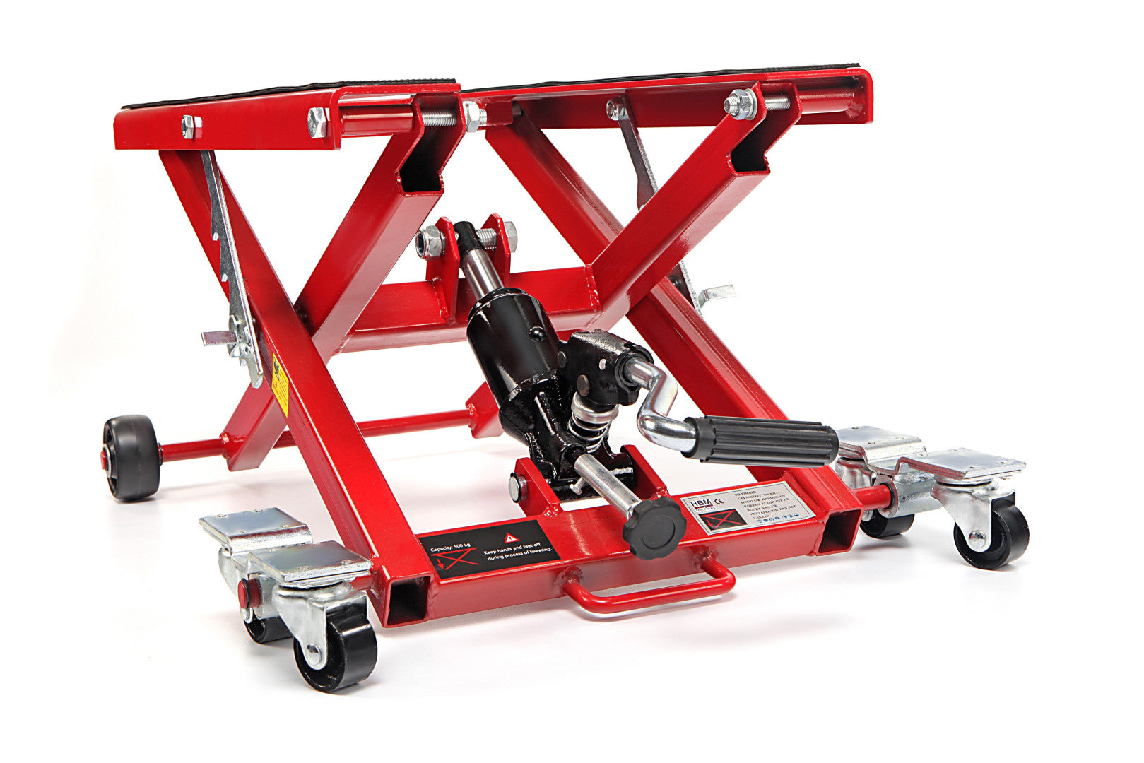 ELEVATOR CRIC HIDRAULIC PENTRU MOTOCICLETE 500KG ROSU HBM MACHINES OLANDA
