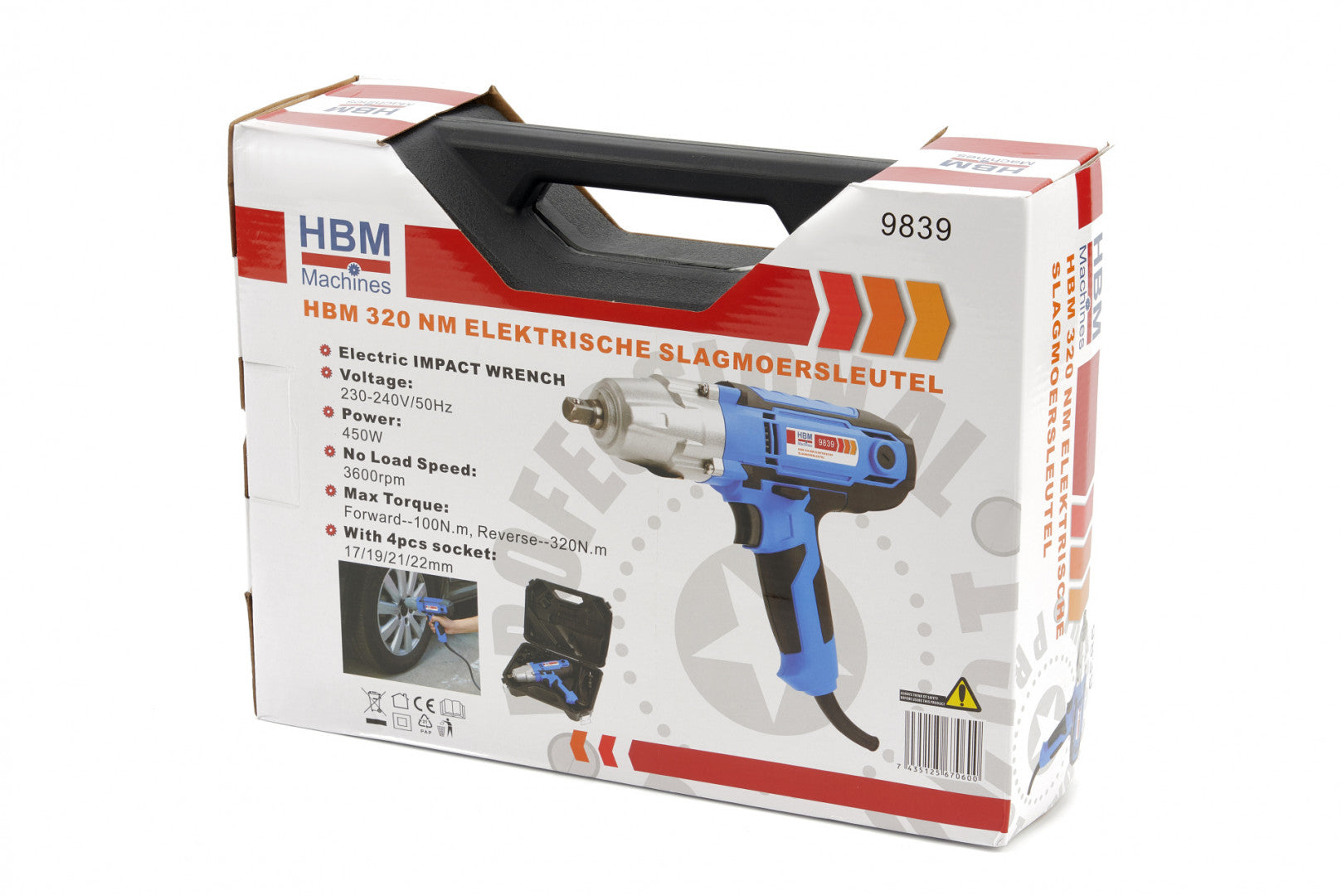 SET PISTOL ELECTRIC DE IMPACT 320 MM CU TUBULARE 17-22MM HBM OLANDA