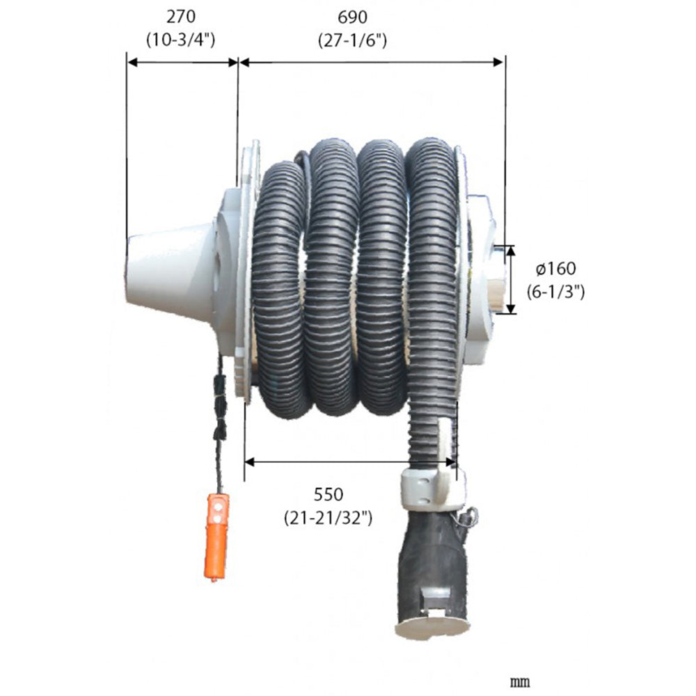 TAMBUR FURTUN DE EVACUARE GAZE ESAPAMENT FARA VENTILATOR PRO ACTIONARE ELECTRICA 8M 100MM