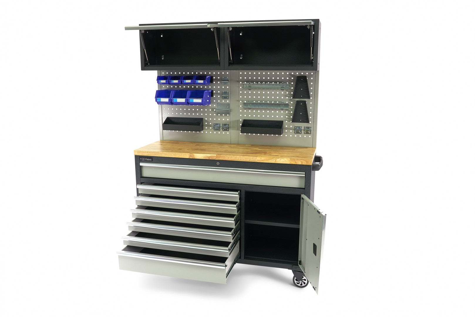 DULAP SCULE METALIC BLAT LEMN MASIV CU PANOU 136 CM HBM