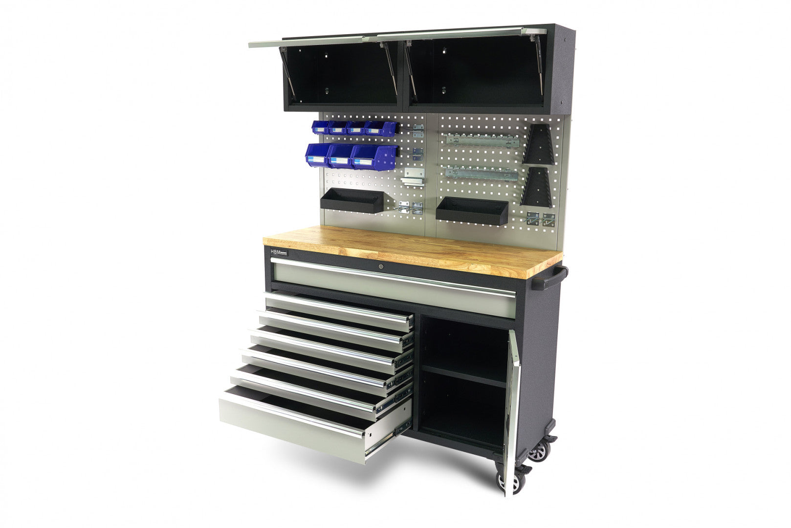 DULAP SCULE METALIC BLAT LEMN MASIV CU PANOU 136 CM HBM