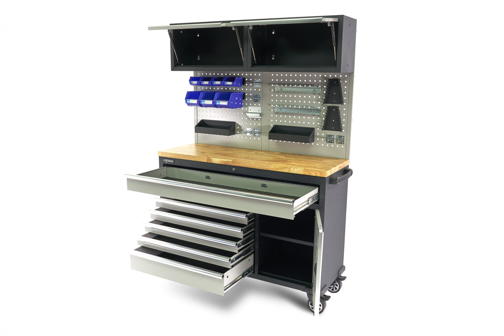 DULAP SCULE METALIC BLAT LEMN MASIV CU PANOU 136 CM HBM