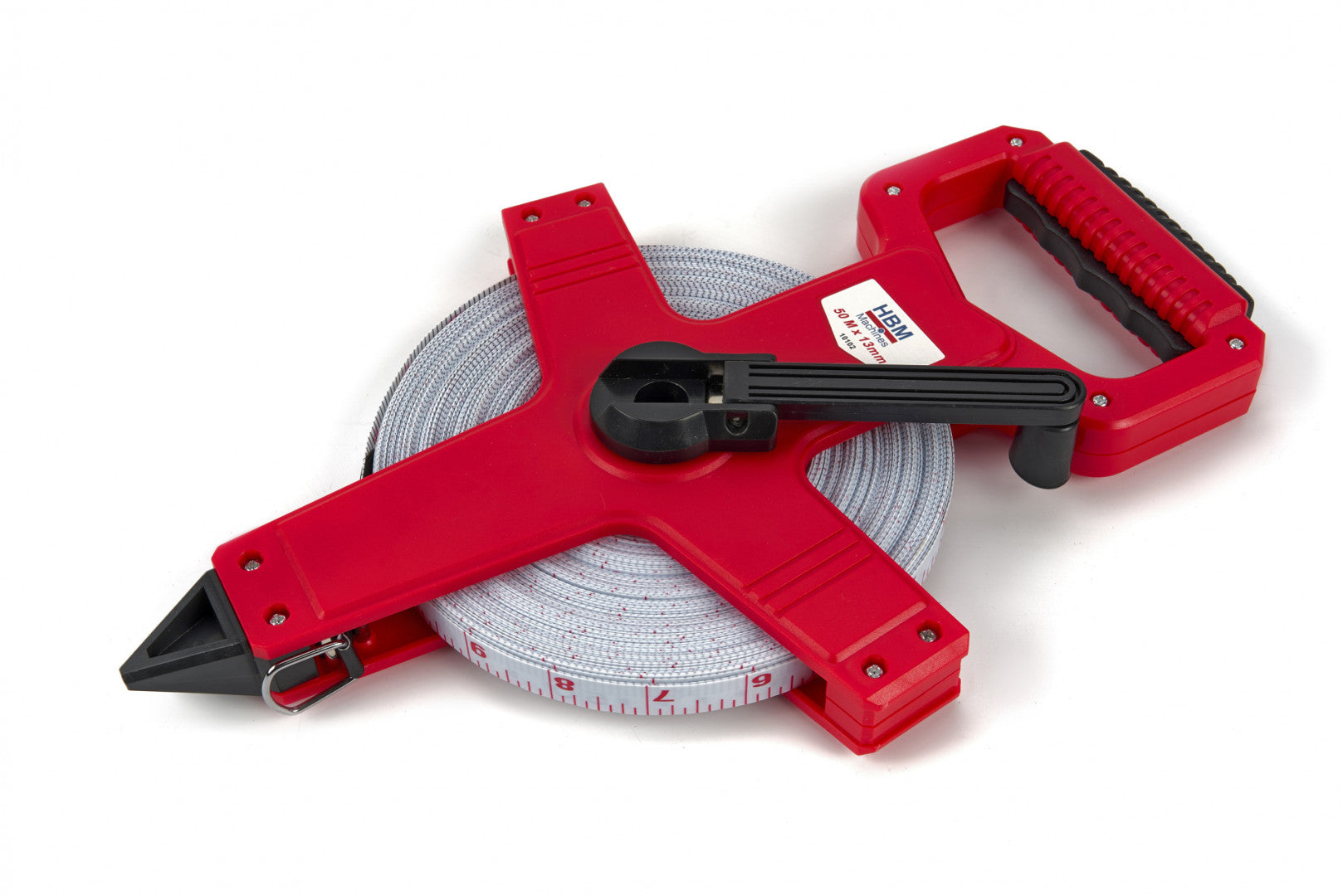 RULETA GEODEZICA CU BANDA DIN FIBRA DE STICLA PENTRU MASURARE TOPOGRAF CU MANER 50 M X 13 MM HBM