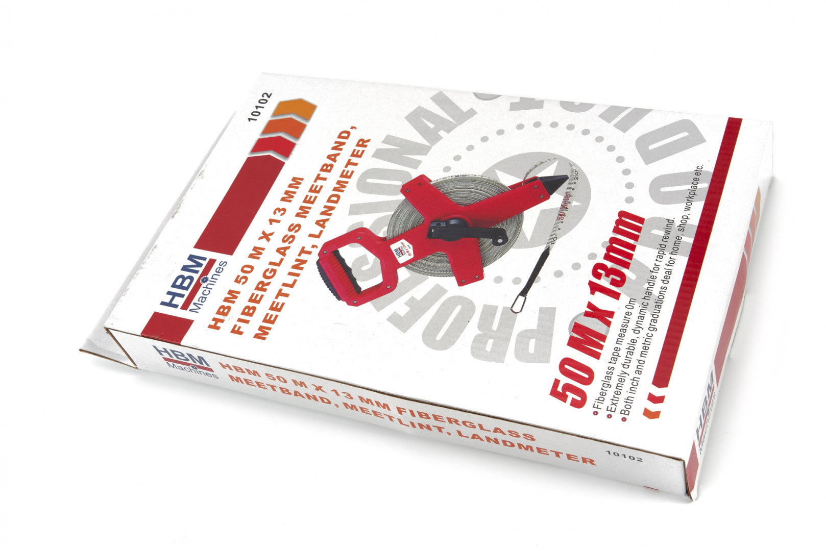 RULETA GEODEZICA CU BANDA DIN FIBRA DE STICLA PENTRU MASURARE TOPOGRAF CU MANER 50 M X 13 MM HBM