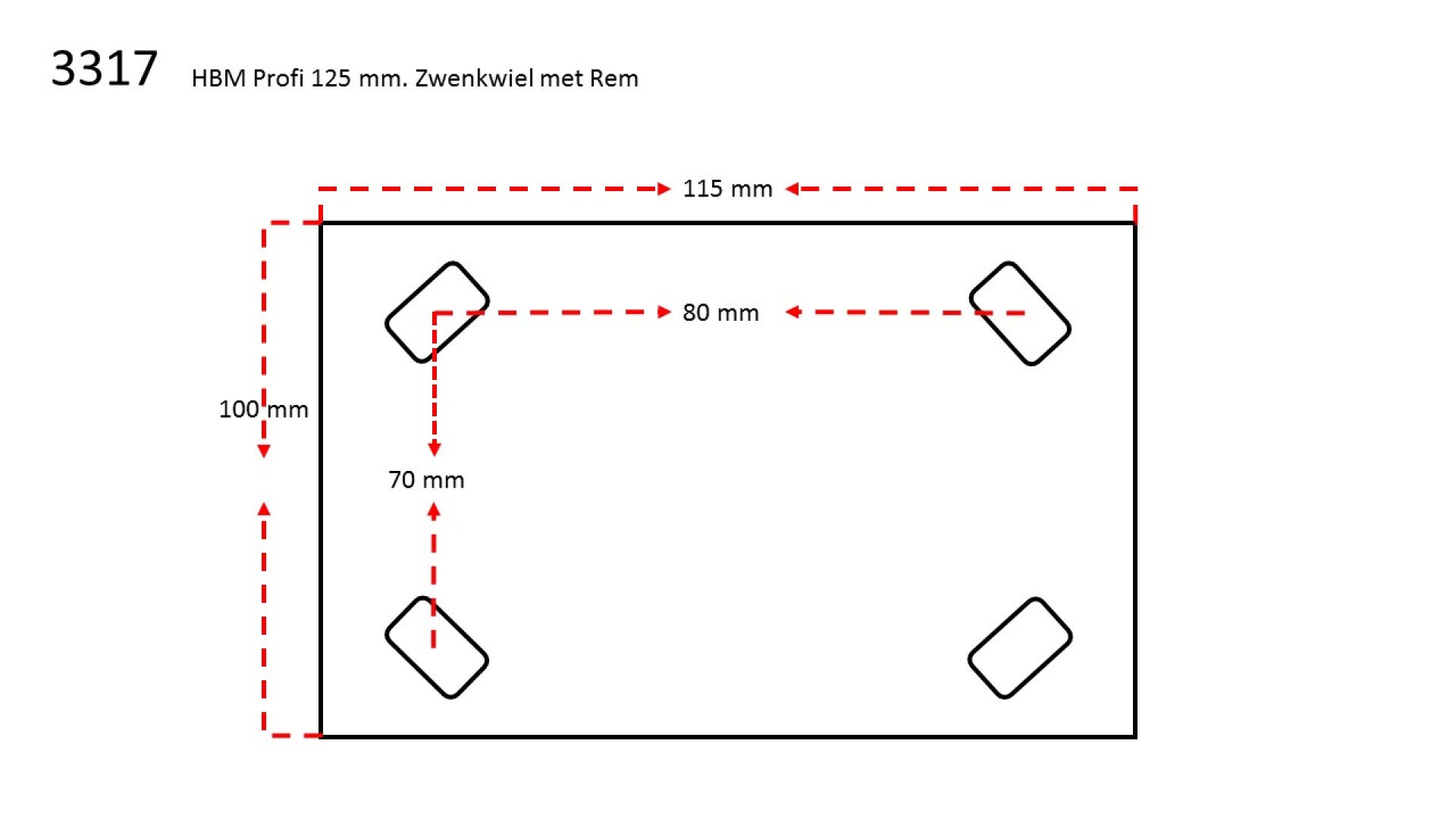 ROATA PIVOTANTA CU FRANA 150MM 350KG HBM