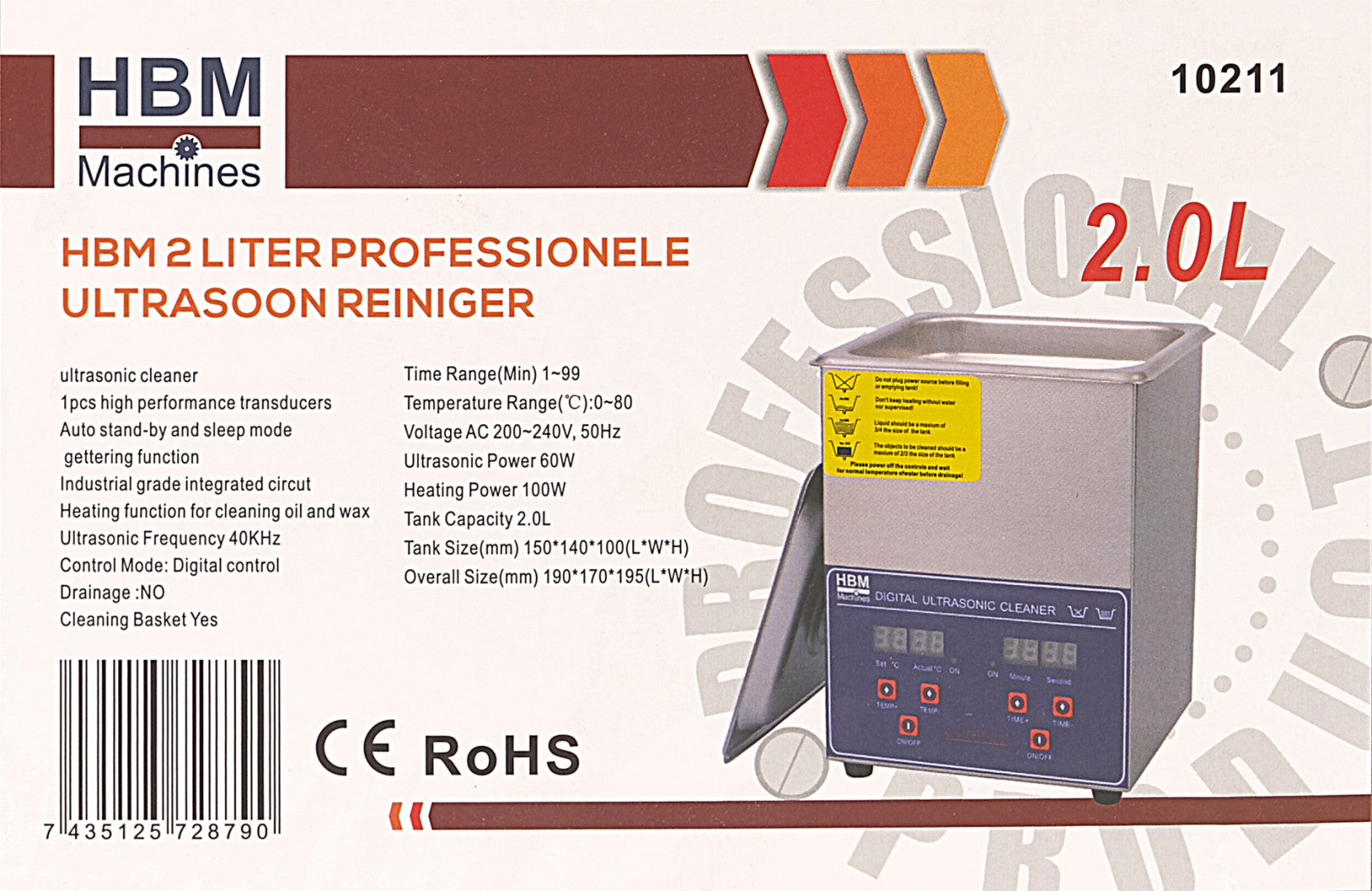 APARAT DE CURATAT CU ULTRASUNETE 2L HBM