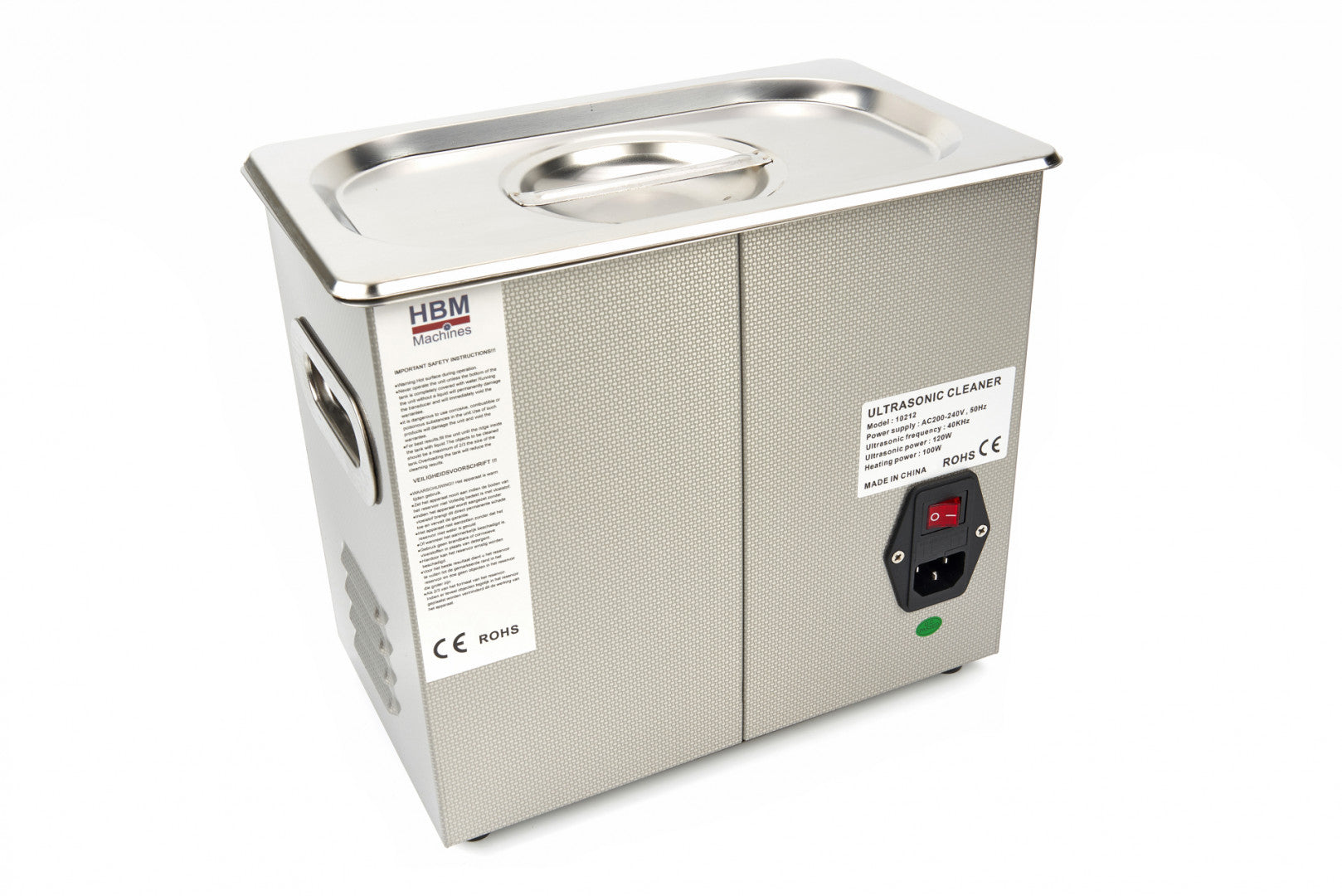 MASINA DE CURATAT CU ULTRASUNETE 3L, OTEL INOXIDABIL, CRONOMETRU DIGITAL, HBM MACHINES OLANDA