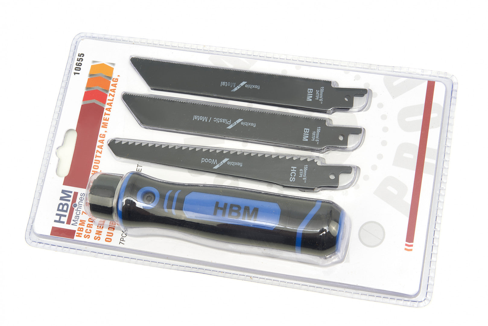 FIERASTRAU DE MANA CU MANER PENTRU LEMN CU LAME INTERSCHIMBABILE 7 PIESE HBM