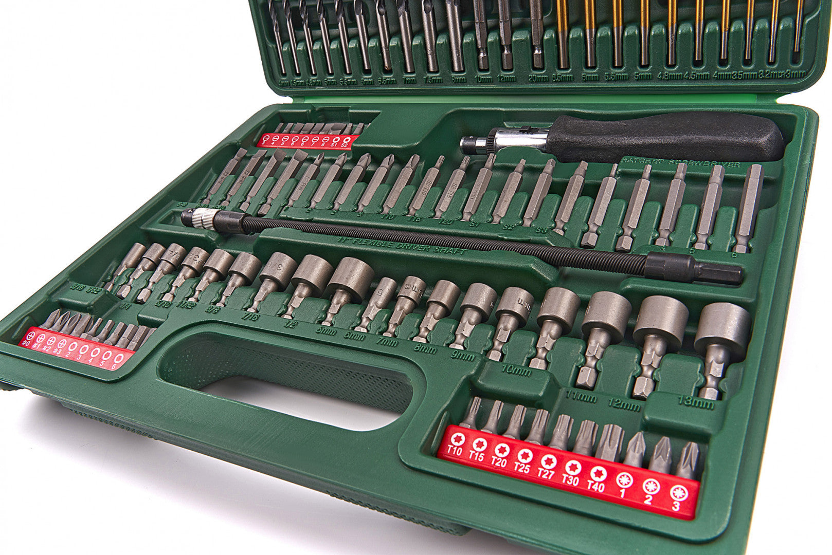 TRUSA BITI BURGHIE CAROTE FREZE HIKOKI PENTRU LEMN METAL ZIDARIE 112 PIESE