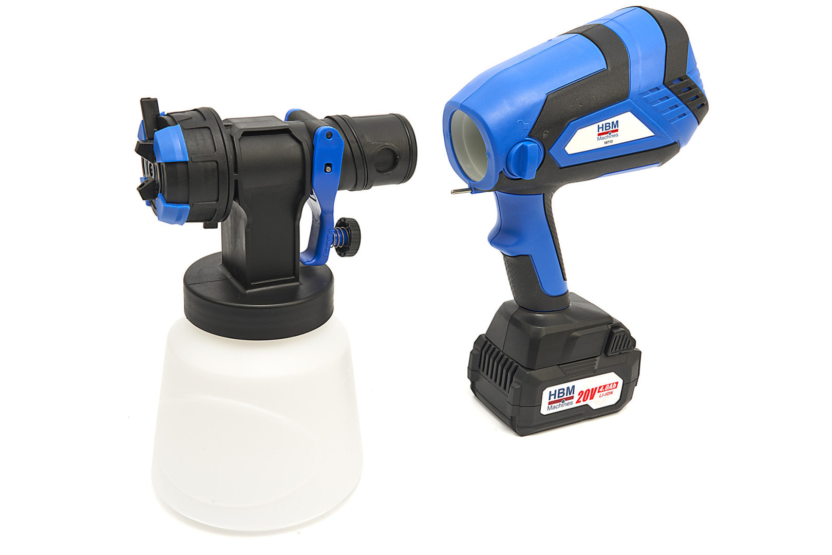 PISTOL PULVERIZATOR ELECTRIC DE VOPSEA CU REZERVOR 1L SI 2 ACUMULATORI DE 18V 4AH HBM