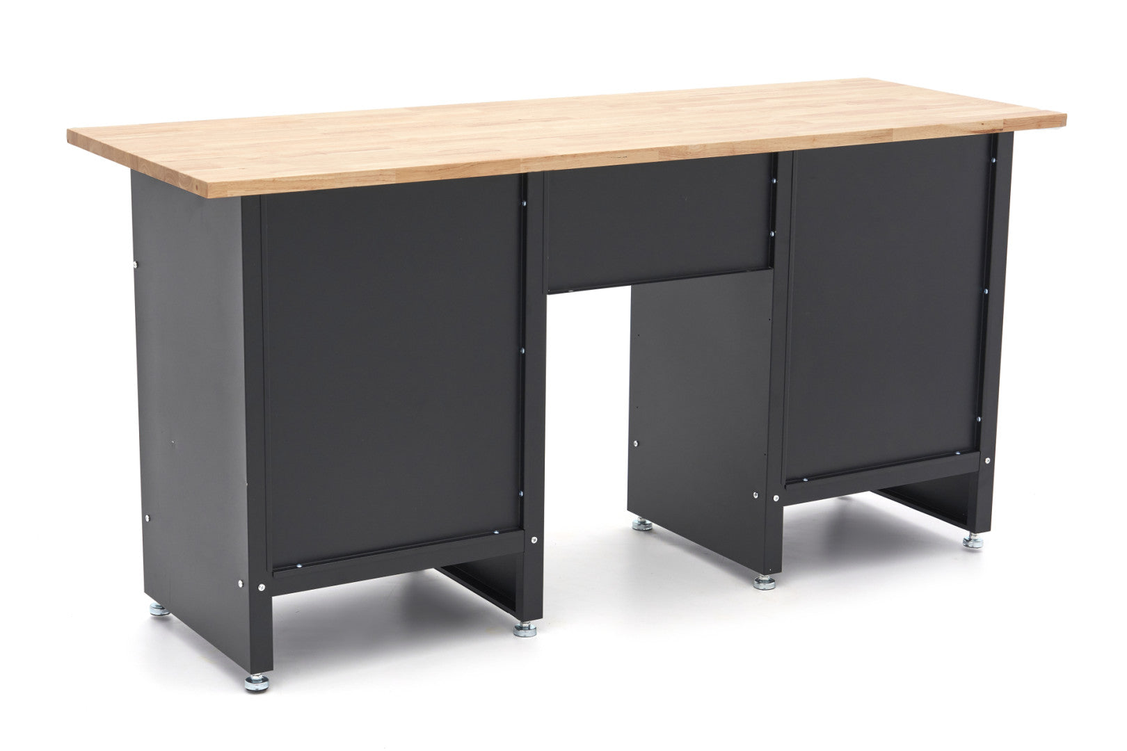 BANC DE LUCRU NEGRU CU 6 SERTARE, 1 USA SI BLAT DIN LEMN MASIV – 171 CM, HBM MACHINES, PREMIUM, OLANDA