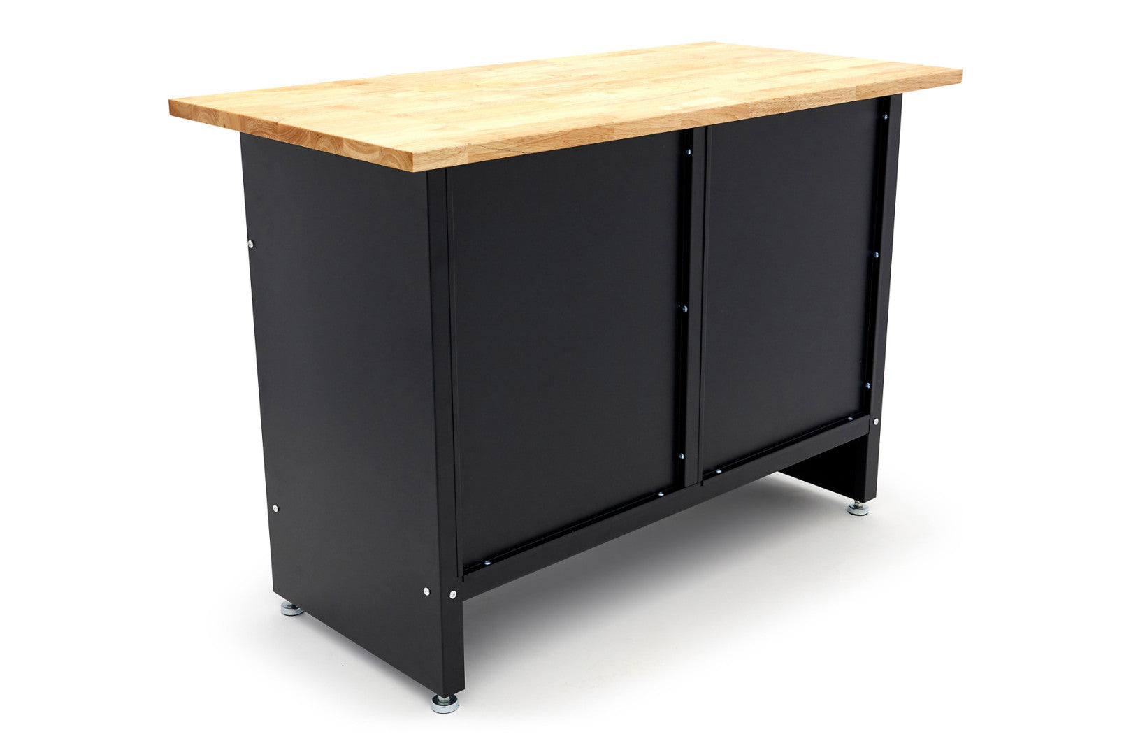 BANC DE LUCRU METALIC 120 CM CU 8 SERTARE SI BLAT DIN LEMN MASIV