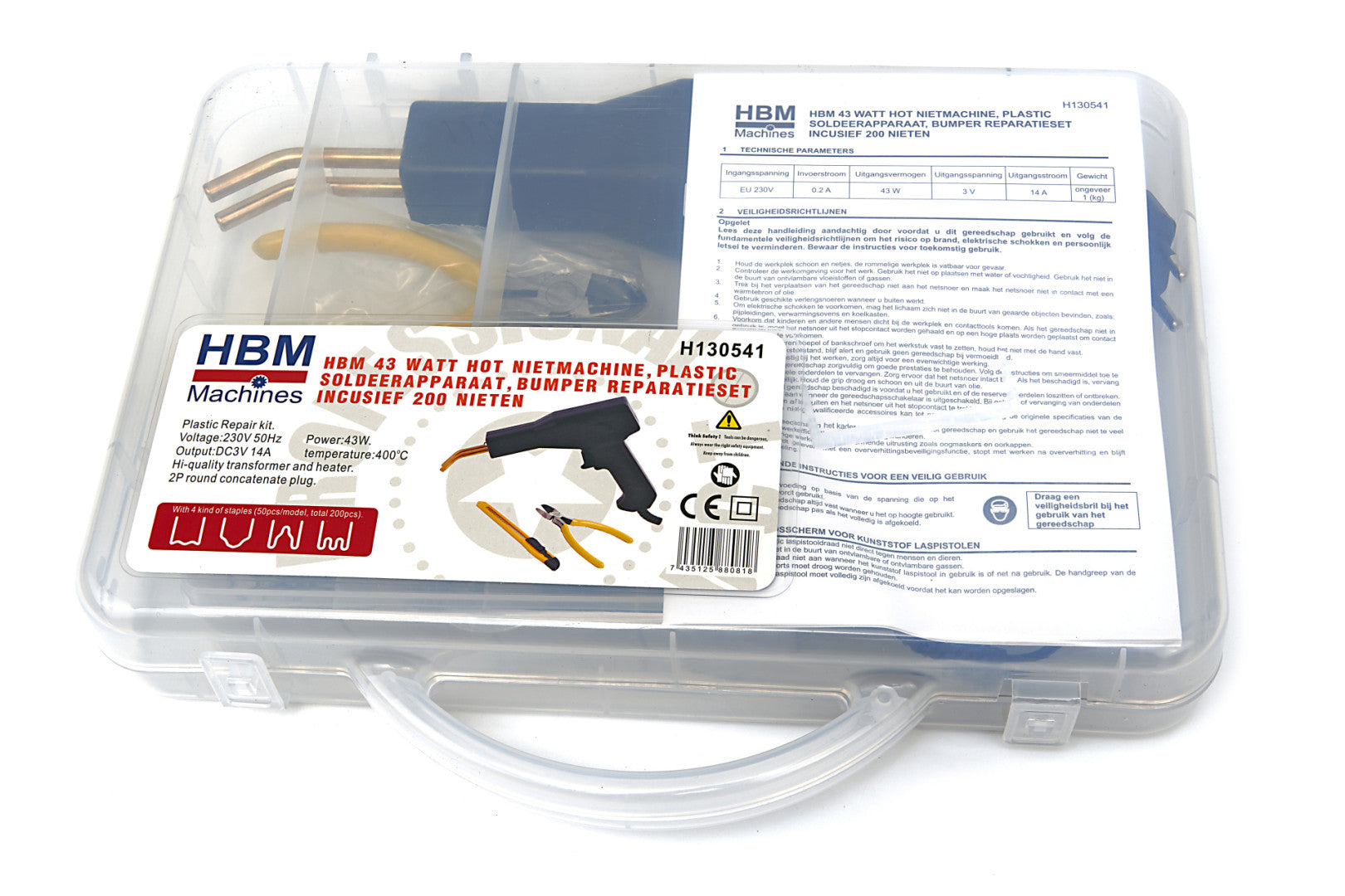 PISTOL DE LIPIT SI REPARAT PLASTIC 43W CU 200 DE CAPSE HBM